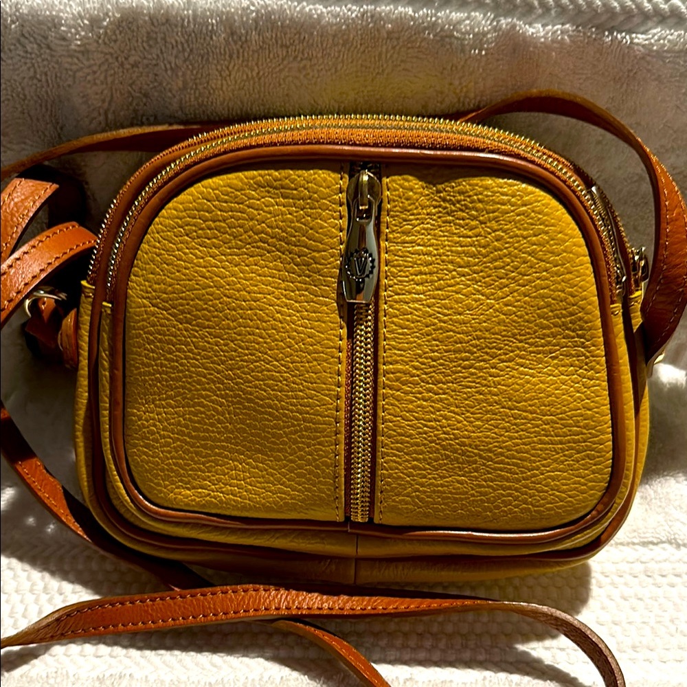 Yellow Leather Crossbody Bag